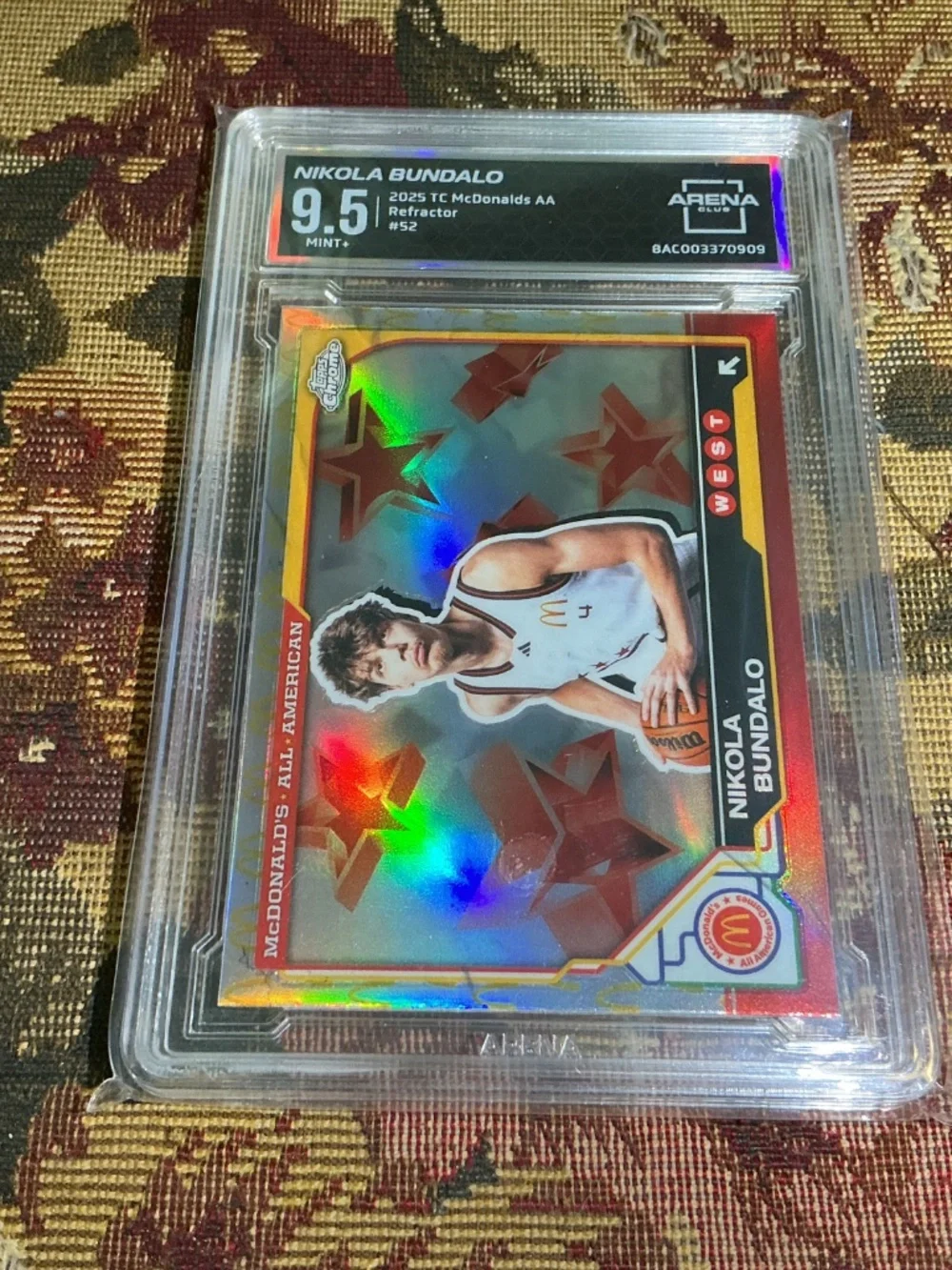 Nikola Bundalo 2025 TC McDonalds basketball AA #52 Refractor Graded Arena 9.5